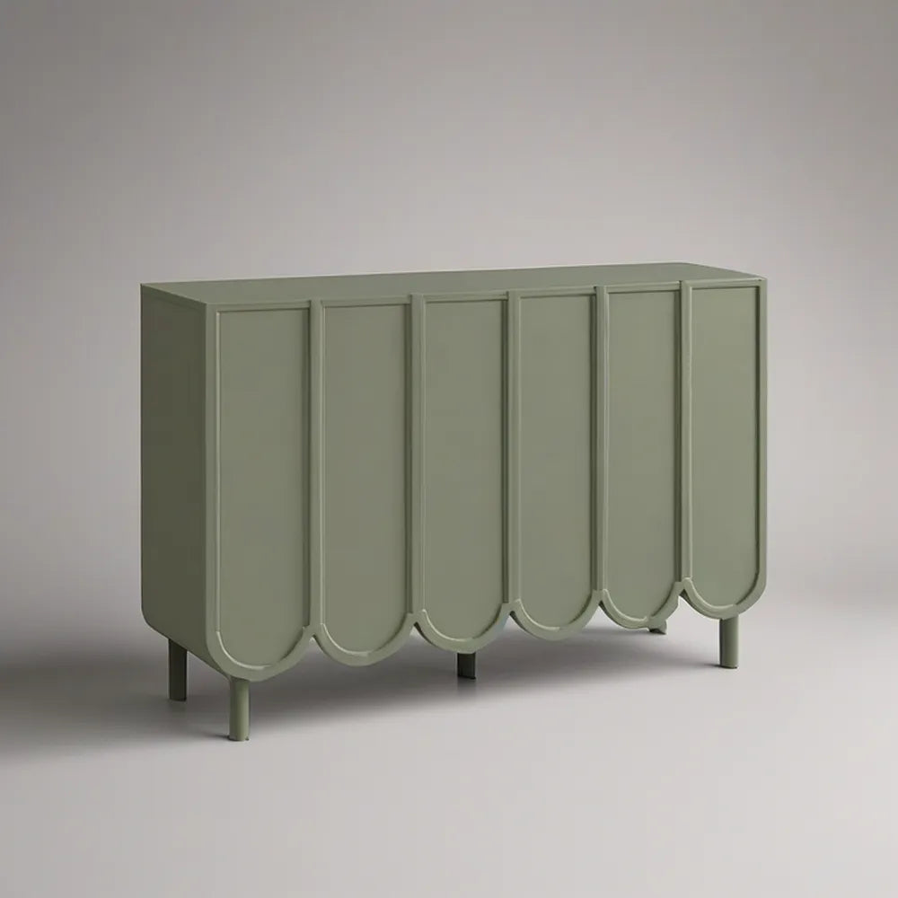 Zielony szałwiowy kredens czterodrzwiowy MDF 160 x 40 x 85 cm