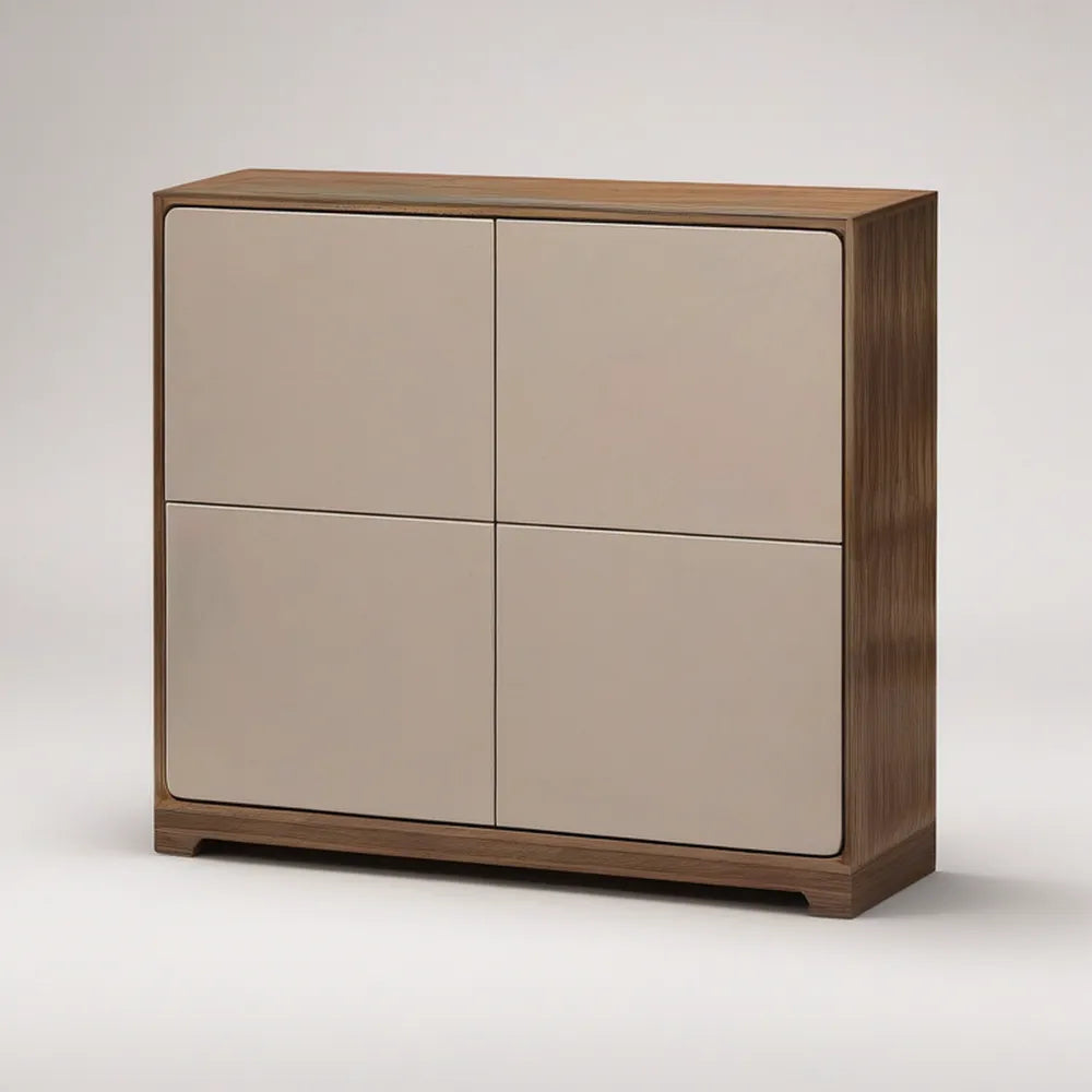 Czterodrzwiowy mebel do przechowywania 100 x 40 x 90 cm w kolorze orzechowym i beżowym