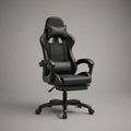 Czarny fotel gamingowy obrotowy z ekoskóry PU, 65 x 65 x 122–132 cm