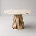 Okrągły stół Ø100 x 75 cm z blatem MDF w fornirze dębowym, jasny dąb