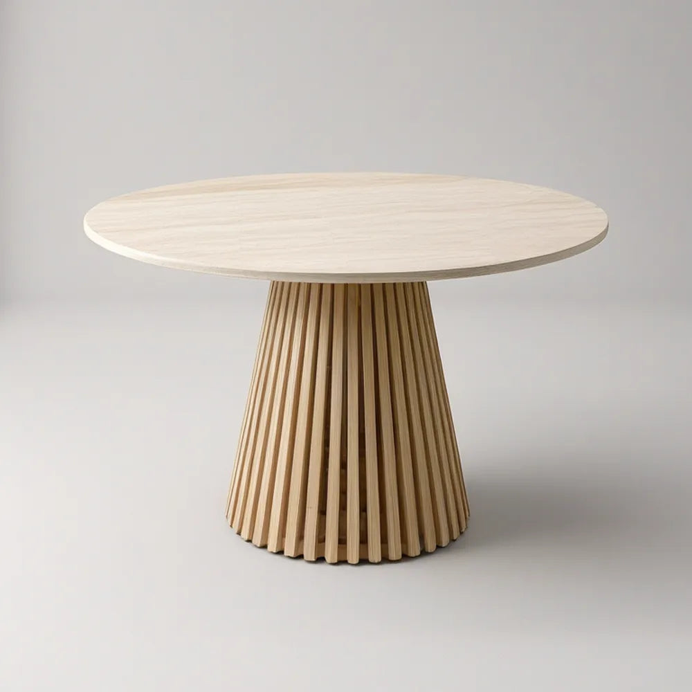 Okrągły stół Ø100 x 75 cm z blatem MDF w fornirze dębowym, jasny dąb