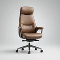 Brązowy fotel biurowy obrotowy z ekoskóry PU, 66 x 68 x 118–128 cm