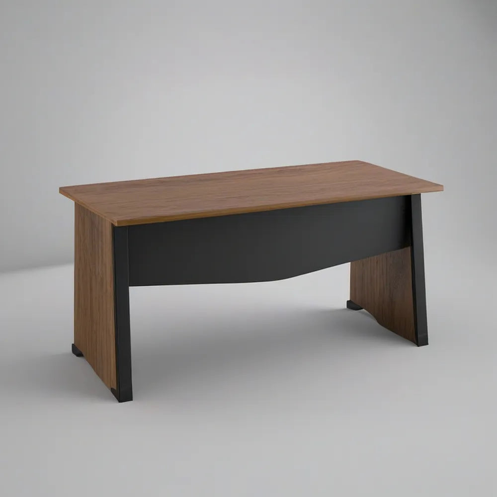 Prostokątne biurko z laminowanej płyty wiórowej Orzechowy/Czarny 120 x 60 x 75 cm