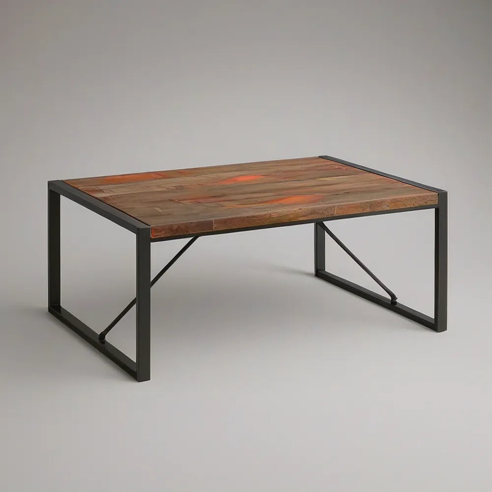 Prostokątny stół do jadalni 140 x 80 x 76 cm z litego drewna mango i stali, Brązowy/Czarny