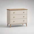 Komoda z 3 szufladami, MDF i lite drewno sosnowe, kremowa, 80 x 40 x 78 cm