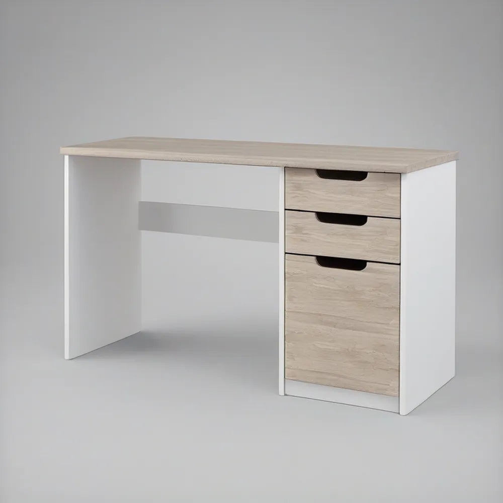 Biurko z 3 szufladami, białe/dąb sonoma, 120 x 60 x 75 cm